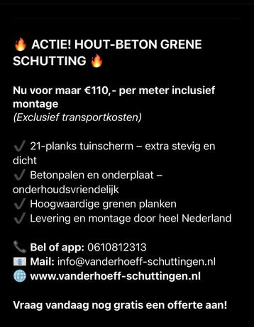 Grenen schutting nu voor €110,- per meter incl montage! beschikbaar voor biedingen