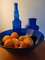 schaal karaf fles kobalt blauw glas Skruf Glasbruk Hellsten, Ophalen of Verzenden
