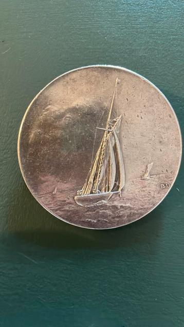 Verzilverde Broche Zeilschip, Dubbelzijdig beschikbaar voor biedingen