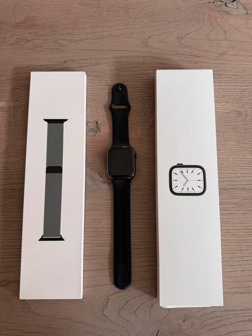 Apple Watch series 7 RVS 45 mm, Sieraden, Tassen en Uiterlijk, Smartwatches, Zo goed als nieuw, iOS, Zwart, GPS, Waterdicht, Ophalen