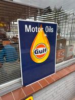 Vintage Gulf Motor Oils Reclamebord, Verzamelen, Reclamebord, Gebruikt, ., Ophalen of Verzenden