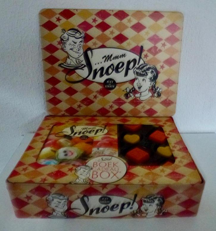 Een vintage-look blikken trommel met jongen en meisje., Verzamelen, Blikken, Nieuw, Koek(jes), Overige merken, Verzenden