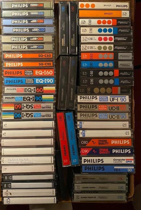 SET PHILIPS2 54 X VERSCHILLENDE PHILIPS CASSETTEBANDJES, Cd's en Dvd's, Cassettebandjes, Gebruikt, Voorbespeeld, 26 bandjes of meer