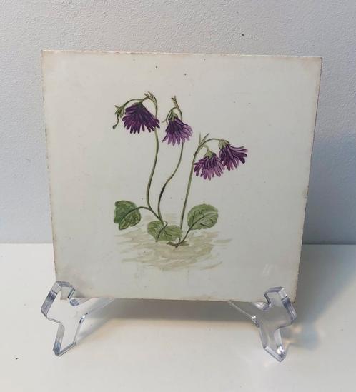 Lief tegeltje, met bloemen, handbeschilderd, gesigneerd, Antiek en Kunst, Antiek | Wandborden en Tegels, Ophalen of Verzenden