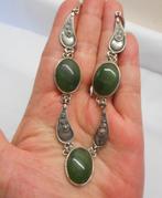Prachtig zilveren antiek collier met groene stenen nr.1475, Sieraden, Tassen en Uiterlijk, Antieke sieraden, Verzenden, Zilver