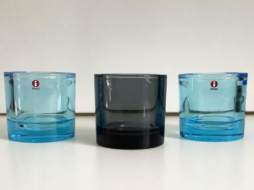 Iittala Kivi Glas kandelaar 80 mm drie stuks, Huis en Inrichting, Woonaccessoires | Kandelaars en Kaarsen, Zo goed als nieuw, Kaars