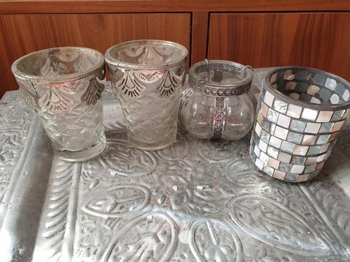 Theelichthouders, 4 stuks, Huis en Inrichting, Woonaccessoires | Kandelaars en Kaarsen, Gebruikt, Minder dan 25 cm, Ophalen of Verzenden