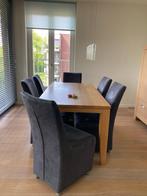 Goossens eethoek - Massief eiken tafel en 6 eetkamerstoelen, Ophalen, Gebruikt, 4 tot 6 stoelen