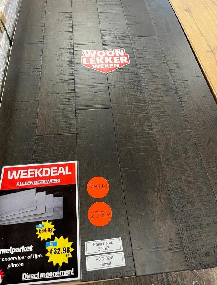 Zwart geoliede eiken lamelparket restpartij!, Huis en Inrichting, Stoffering | Vloerbedekking, Nieuw, Parket, Zwart, 75 m² of meer