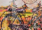 Jack liemburg - hollandse liefde schilderij fiets tulpen, Antiek en Kunst, Kunst | Schilderijen | Modern, Ophalen of Verzenden