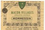 Wikkel Wijn Mommessin Macon Villages Frankrijk, Verzamelen, Wijnen, Frankrijk, Ophalen of Verzenden