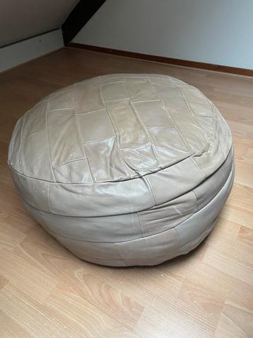 Leren poef - Taupe - Direct op te halen! beschikbaar voor biedingen