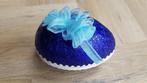 Decoratief paasei: Blauwe folie met blauwe strik 12cm, Ophalen of Verzenden, Zo goed als nieuw