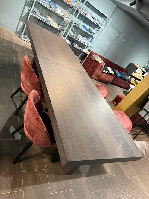 Grote robuuste vergadertafel donkerhout – 354 x 174 cm, Huis en Inrichting, Complete eetkamers, Gebruikt, Ophalen