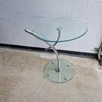 vintage glazen bijzettafeltje, Huis en Inrichting, Tafels | Bijzettafels, Minder dan 55 cm, Gebruikt, Glas, Ophalen