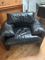 Cassina Maralunga fauteuil zwart leder, Huis en Inrichting, Ophalen, Gebruikt, Iconisch design, 75 tot 100 cm