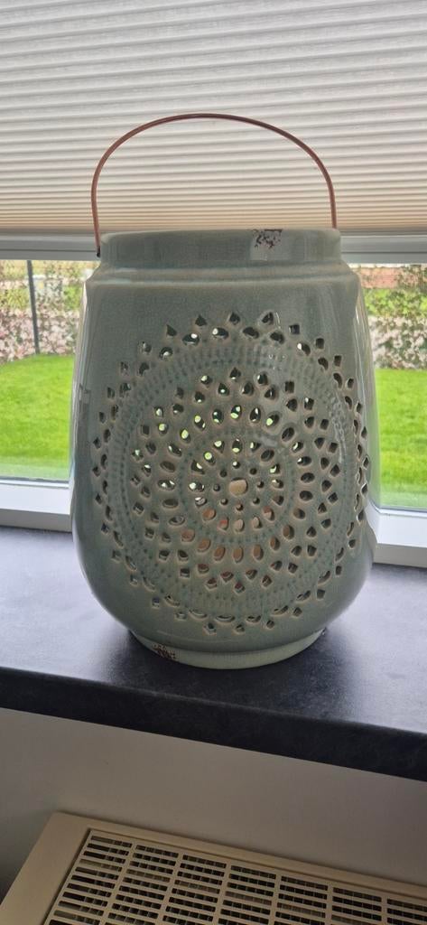 Mintgroene Riverdale Vaas / Windlicht, Ophalen, 25 tot 50 cm, Zo goed als nieuw, Metaal