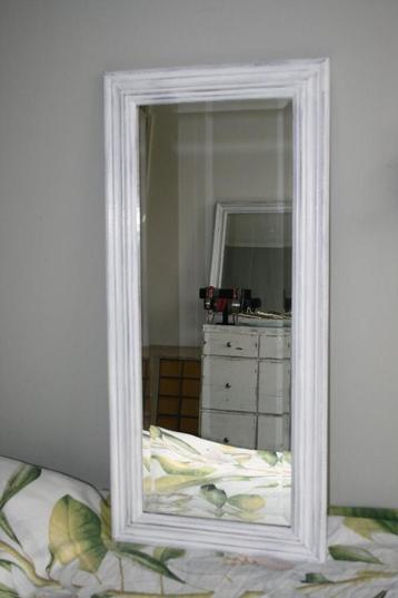 845 Langwerpge houten spiegel 43 x 93 CM Facet geslepen. beschikbaar voor biedingen