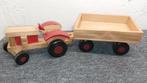 Tractor met kiepkar houten speelgoed, Ophalen of Verzenden, Gebruikt, Overige typen