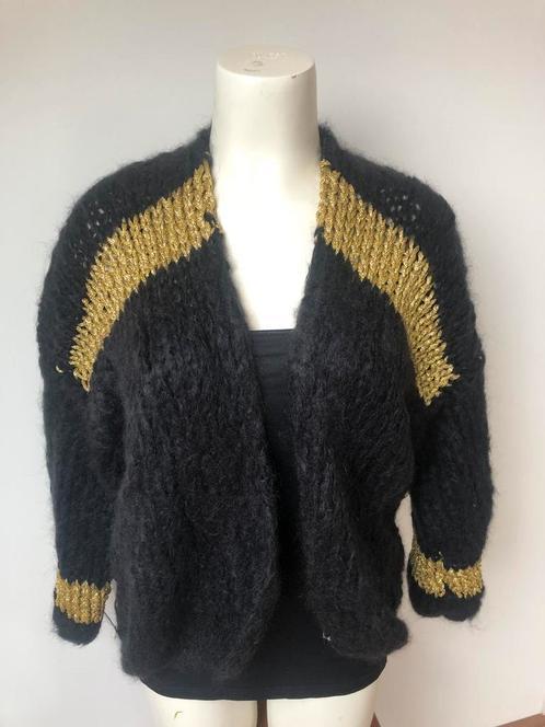 Kiro by kim zwart goud wollen wollig openvallend vest, Kleding | Dames, Truien en Vesten, Nieuw, Maat 38/40 (M), Zwart, Ophalen of Verzenden
