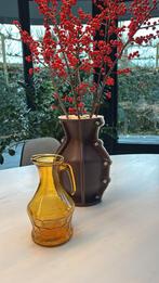 Glazen Kan, Amber Glas, Water Karaf, Wijnkaraf, Schenkkan, Glas of Glazen, Ophalen of Verzenden, Overige stijlen, Glas