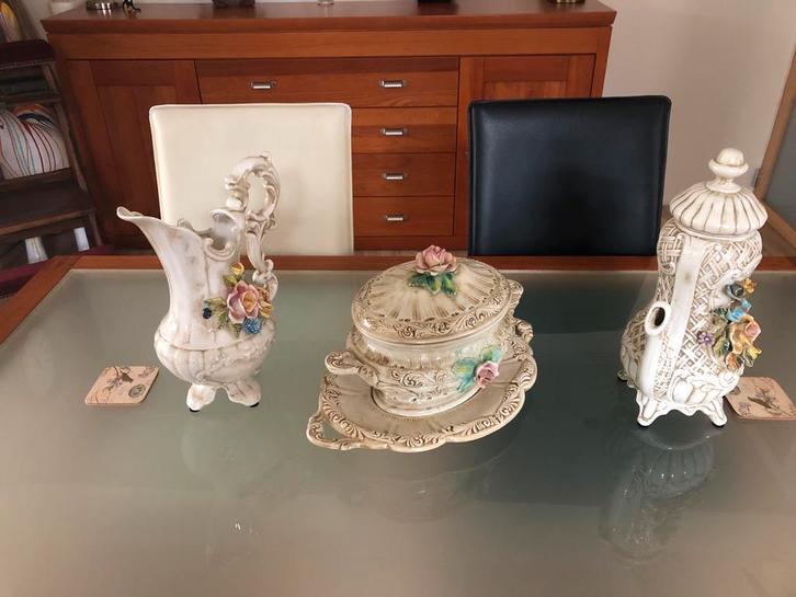 Antiek keramiek servies met bloemmotieven Bassano, Antiek en Kunst, Antiek | Keramiek en Aardewerk, Ophalen