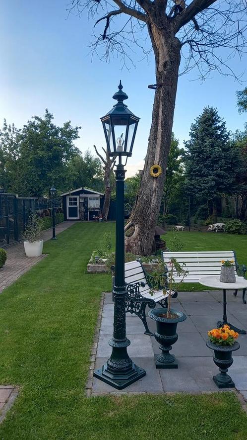 Prachtige Weense lantaarnpaal met 6-kante aluminium kap, Tuin en Terras, Buitenverlichting, Zo goed als nieuw, Staande lamp, Aluminium
