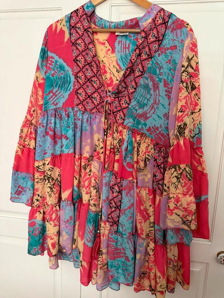 Ibiza bohemian zomer jurk/ tuniek een maat 38/44, Kleding | Dames, Jurken, Zo goed als nieuw, Maat 42/44 (L), Overige kleuren