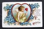 To my Valentine - Engel in hartvorm, 1913, reliefkaart, USA, Verzenden, Voor 1920, Gelopen, Kinderen