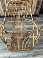 Vintage rotan fauteuil uit Frankrijk 1950, Huis en Inrichting, Stoelen, Riet of Rotan, Gebruikt, Ophalen of Verzenden, Bruin