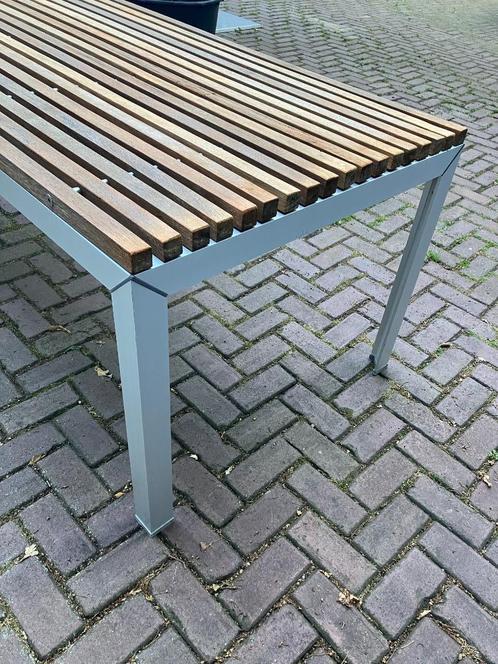EXTREMIS tafel, jatoba houten blad met aluminium onderstel, Tuin en Terras, Tuintafels, Zo goed als nieuw, Rechthoekig, Aluminium