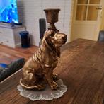 Goudkleurige Basset Hond als Kandelaar 23x12 cm groot, Ophalen of Verzenden, Minder dan 25 cm