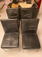 Design eetkamer stoelen lamsleder 4 voor 30 euro, Huis en Inrichting, Stoelen, Ophalen of Verzenden, Zo goed als nieuw, Zwart