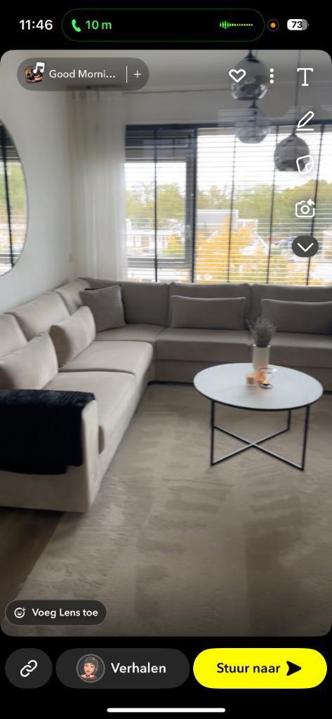 Hoekbank 3 bij 3 taupe beige, Huis en Inrichting, Banken | Bankstellen, Gebruikt, Hoekbank, Vierpersoons of meer, 300 cm of meer
