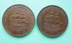 2 x Zuid-Afrika 1 penny, 1942-1946, Ophalen of Verzenden, Losse munt, Overige landen