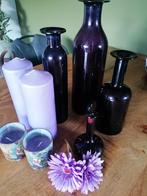 Roze paarse woondecoratie vazen kussen kaarsen, Minder dan 50 cm, Glas, Ophalen of Verzenden, Zo goed als nieuw