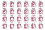 Traktatie bedankjes stickers vel unicorn met naam, Ophalen of Verzenden, Nieuw, Sticker