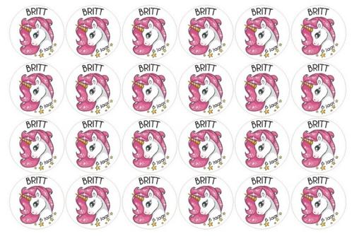 Traktatie bedankjes stickers vel unicorn met naam, Hobby en Vrije tijd, Stickers en Plaatjes, Nieuw, Sticker, Ophalen of Verzenden