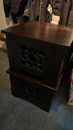 Koloniaal opbergkist/ bijzettafel 2x, Vierkant, Zo goed als nieuw, Minder dan 50 cm, Overige houtsoorten