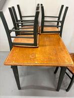 Oude tafel met 4 stoelen, Huis en Inrichting, Tafels | Eettafels, Ophalen, Gebruikt, 50 tot 100 cm, Vier personen