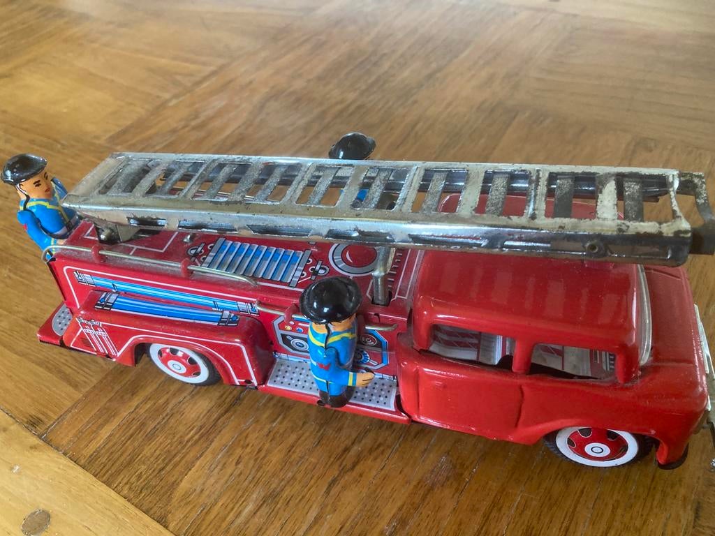 Speelgoed blikken brandweerauto. Vintage, Ophalen, Gebruikt