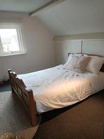 Massief Eiken geloogd bed, met elektrische hoofd en voet ste, Ophalen, Bruin, Tweepersoons, 140 cm
