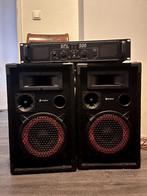 2x 500watt speakers + versterker, Ophalen, Gebruikt, 500 tot 1000 watt, Overige typen