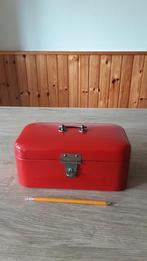 EMAILLE ROOD BESCHUITTROMMELTJE., Antiek en Kunst, Ophalen of Verzenden