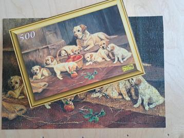 Legpuzzel 500 stukjes Hond met zeven puppy's beschikbaar voor biedingen