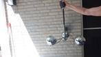 Vintage hanglamp uit de jaren '70 met 3 chromen lampenkappen, Huis en Inrichting, Lampen | Hanglampen, Ophalen of Verzenden, Gebruikt