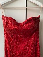 Rode strapless galajurk met pailletten, Maat 38/40 (M), Galajurk, Ophalen of Verzenden, Zo goed als nieuw