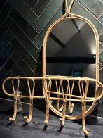 Spiegel met Kapstok - Rotan Look bamboe, Ophalen, 100 tot 150 cm, Zo goed als nieuw, Ovaal