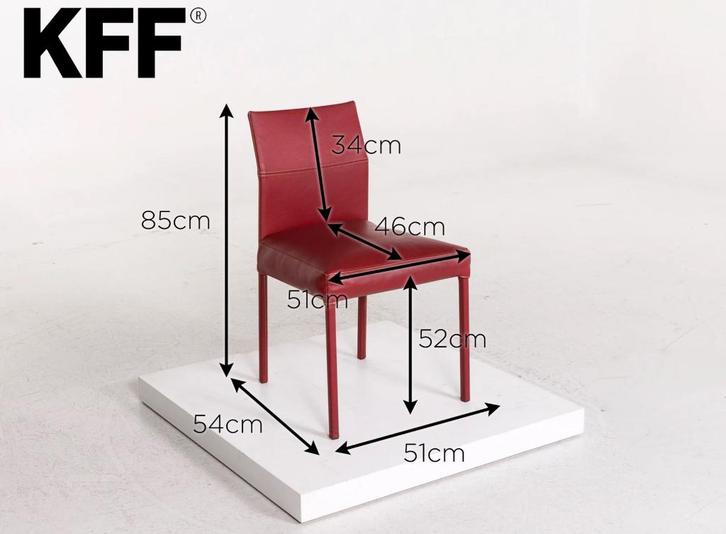 Eetkamer stoelen KFF design, Huis en Inrichting, Stoelen, Gebruikt, Vier, Leer, Metaal, Rood, Ophalen