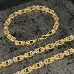 14k gouden set ketting met armband koningschakel, Nieuw, Goud, Ophalen of Verzenden